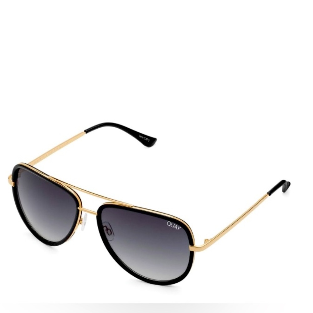 Quay All In Black Gold Aviator Sunglasses